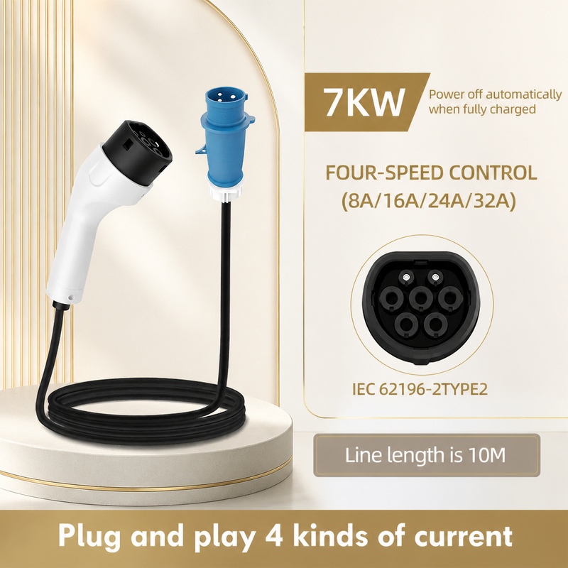 ROMADA 7KW 32A Electric Vehicl - огляд і ціна Portable Ev Charger 32A Type 2 Cee Plug