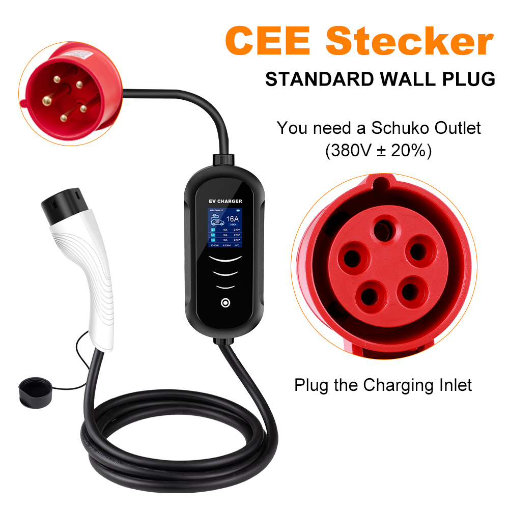 IPENGEN 11KW 16A 3 Phase EV Po - огляд і ціна Portable Ev Charger 32A Type 2 Cee Plug